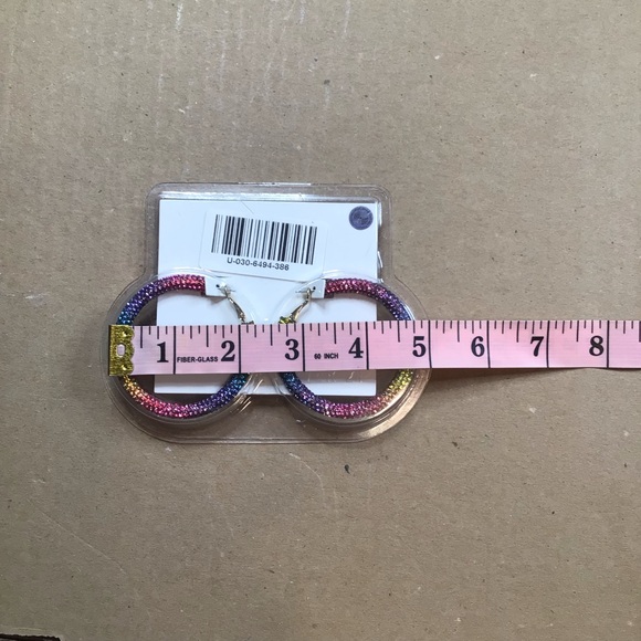 ๐ Forever 21 Rhinestone Rainbow Hoop Earrings - Picture 5 of 5